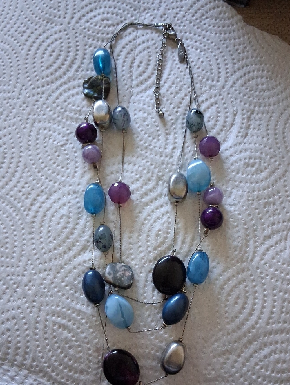 Layered Blue & Purple Bead Necklace for Women